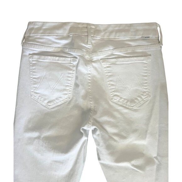 Mother The Looker Crop Jeans Fairest Off Them All White Denim Shorts Size 28 - Picture 12 of 16